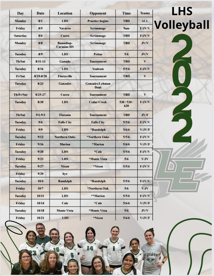 Volleyball Schedule Luling Independent School District